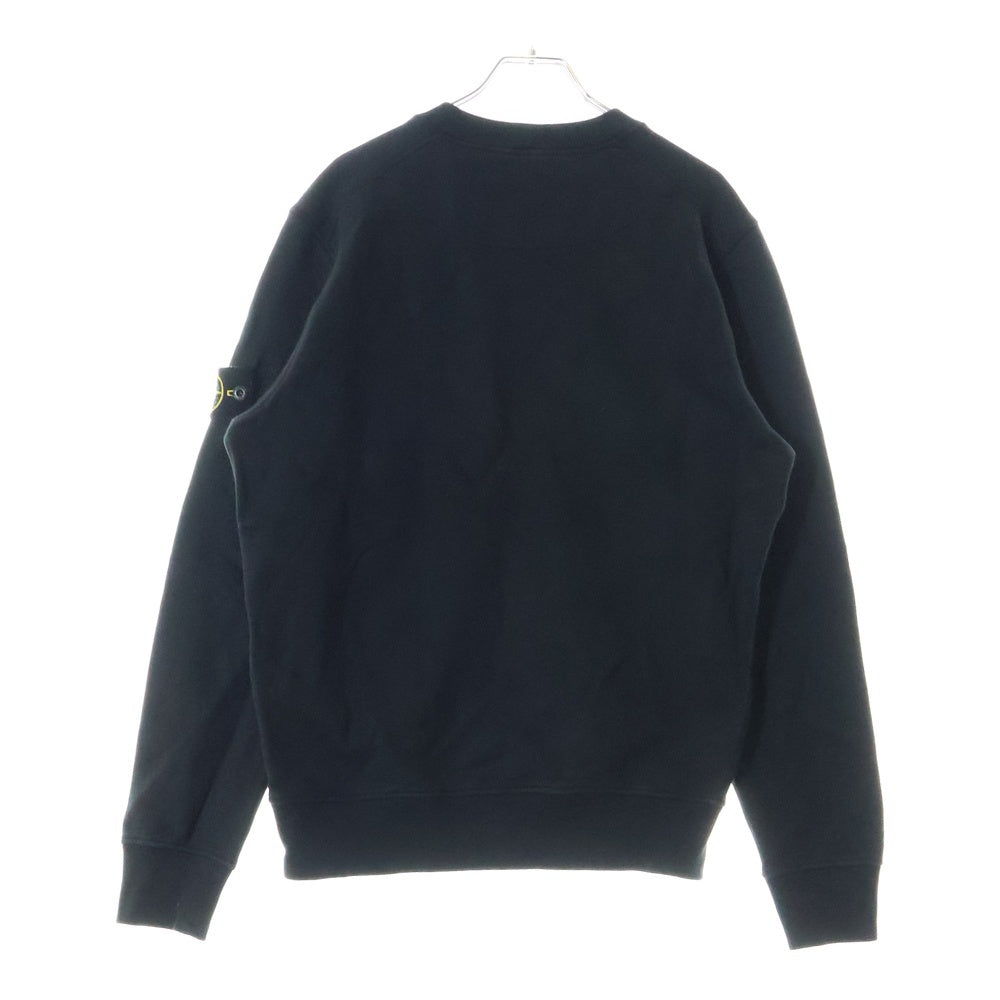 STONE ISLAND(ストーンアイランド) Garment Dyed Brushed Cotton Sweatshirt ガーメントダイ ロゴワッペン クルーネックスウェットトレーナー ブラック 771563020