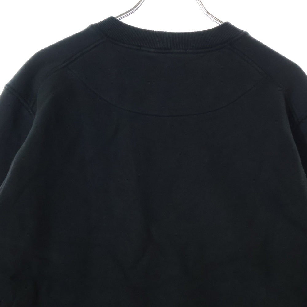STONE ISLAND(ストーンアイランド) Garment Dyed Brushed Cotton Sweatshirt ガーメントダイ ロゴワッペン クルーネックスウェットトレーナー ブラック 771563020