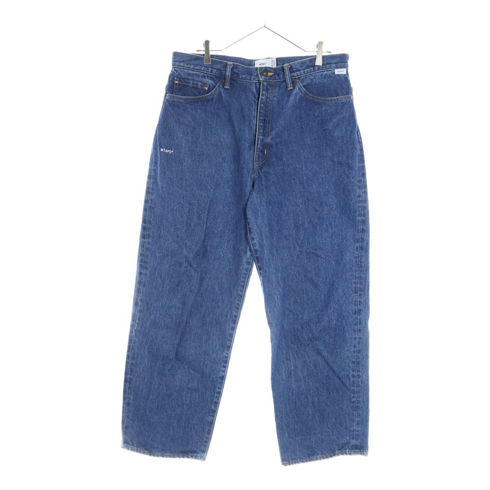 WTAPS(ダブルタップス) 24SS EX48_COLLECTION SPEC STRAIGHT DENIM ポケットロゴ刺繍ワイドストレートデニムパンツ 241WVDT-PTM03 ブルー