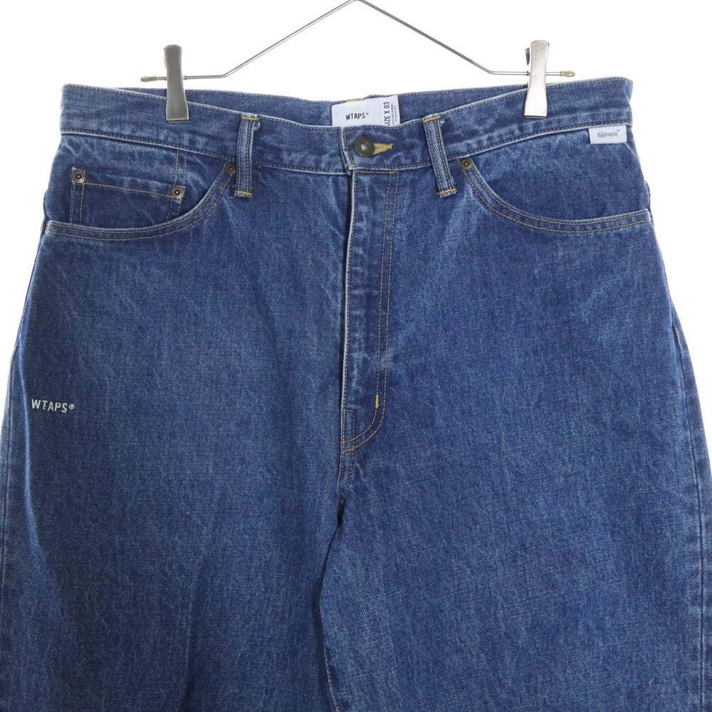 WTAPS(ダブルタップス) 24SS EX48_COLLECTION SPEC STRAIGHT DENIM ポケットロゴ刺繍ワイドストレートデニムパンツ 241WVDT-PTM03 ブルー