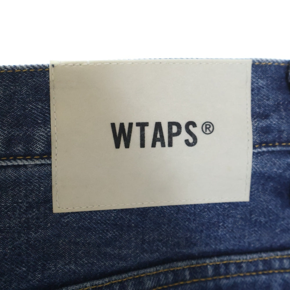 WTAPS(ダブルタップス) 24SS EX48_COLLECTION SPEC STRAIGHT DENIM ポケットロゴ刺繍ワイドストレートデニムパンツ 241WVDT-PTM03 ブルー
