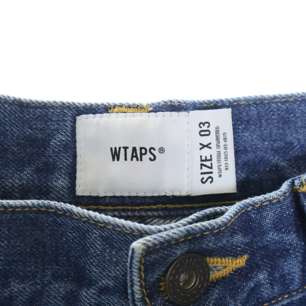 WTAPS(ダブルタップス) 24SS EX48_COLLECTION SPEC STRAIGHT DENIM ポケットロゴ刺繍ワイドストレートデニムパンツ 241WVDT-PTM03 ブルー