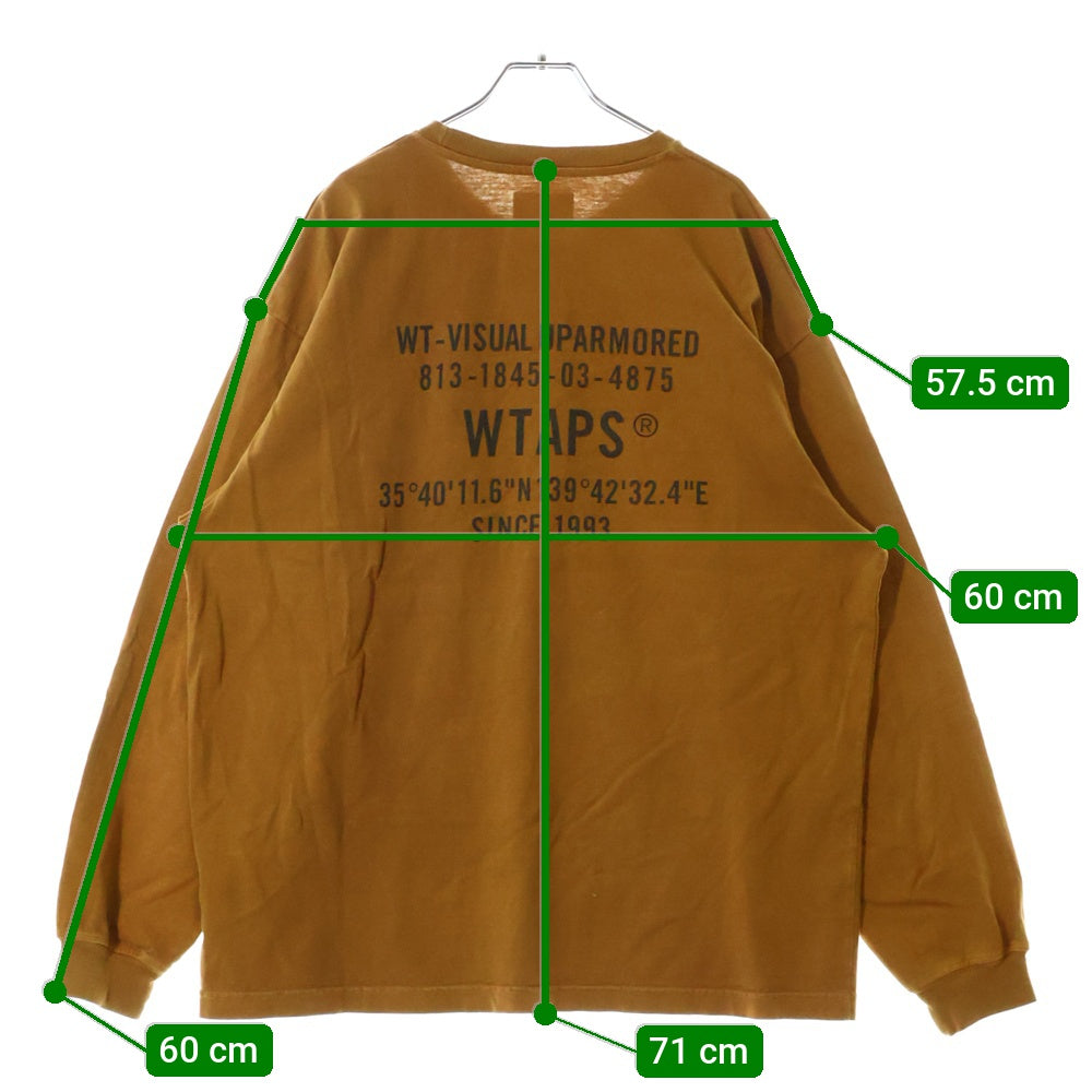 WTAPS(ダブルタップス) 24AW EX49_COLLECTION SPEC L/S COTTON バックプリント 長袖Tシャツ 242ATDT-CSM09 ブラウン