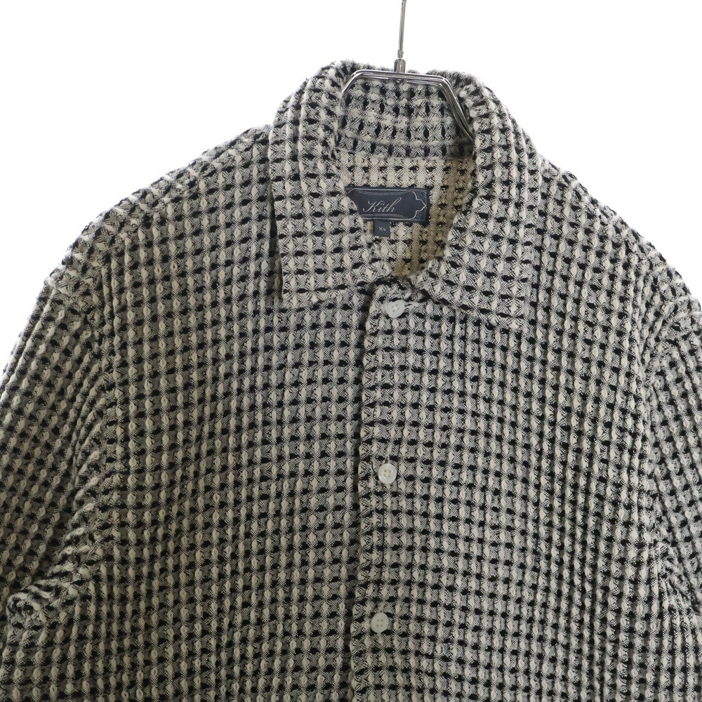 KITH(キス) 25SS Geometric Diamond Short Sleeve Boxy Collared Overshirt 半袖シャツ グレー