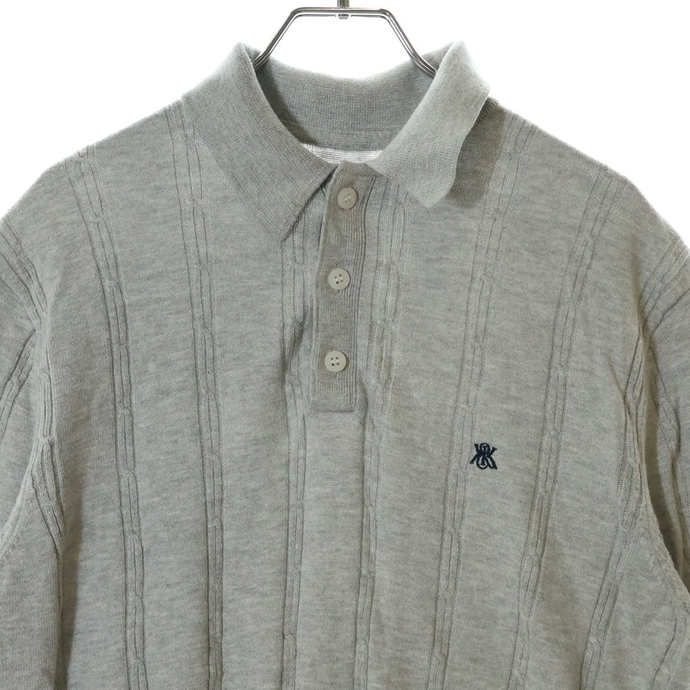KITH(キス) 25SS Tilden Polo ロゴ刺繍 半袖ニットポロシャツ グレー
