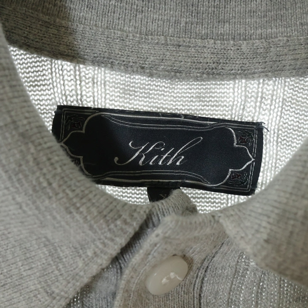 KITH(キス) 25SS Tilden Polo ロゴ刺繍 半袖ニットポロシャツ グレー