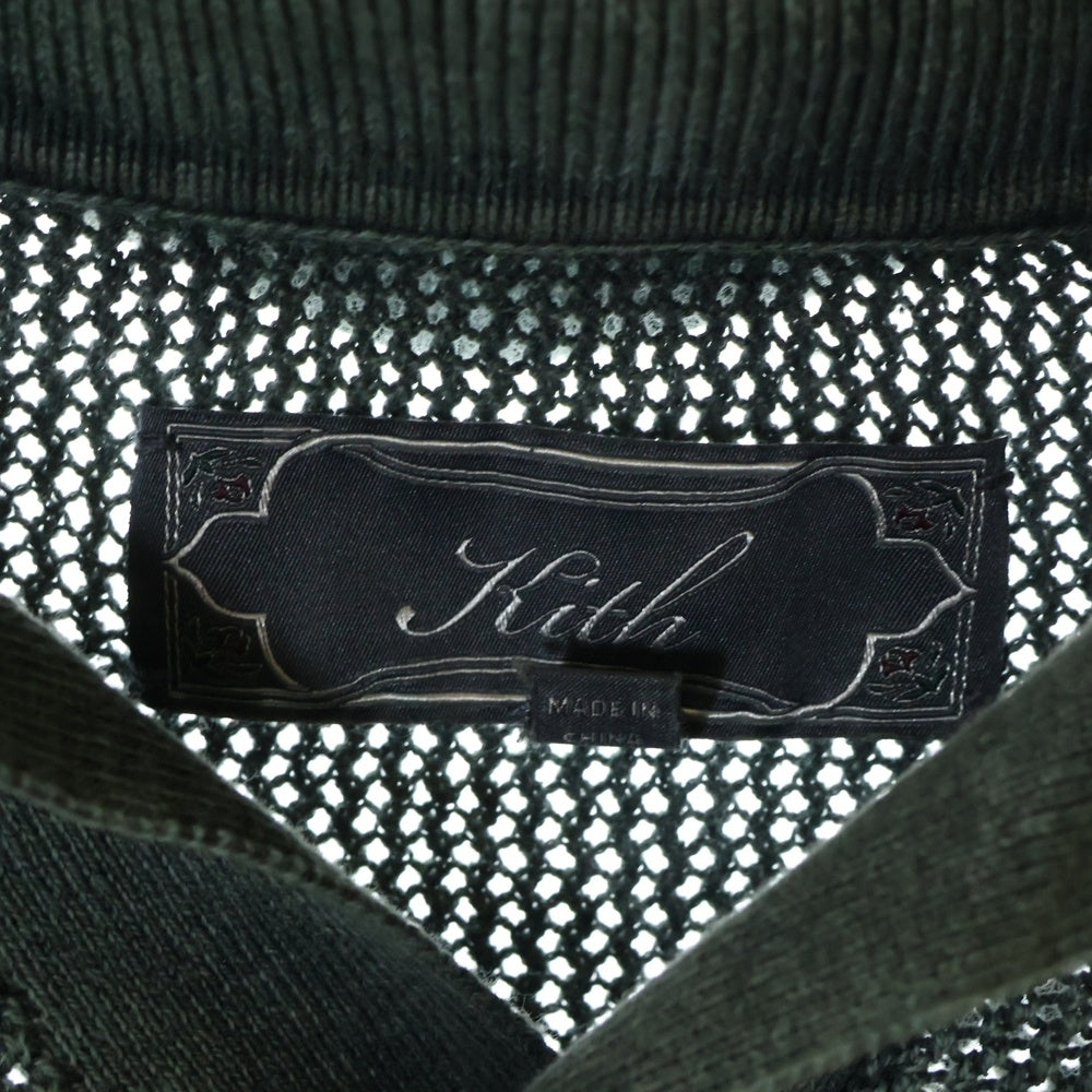 KITH(キス) 25SS Open Knit Drew Polo 半袖ニットポロシャツ グリーン