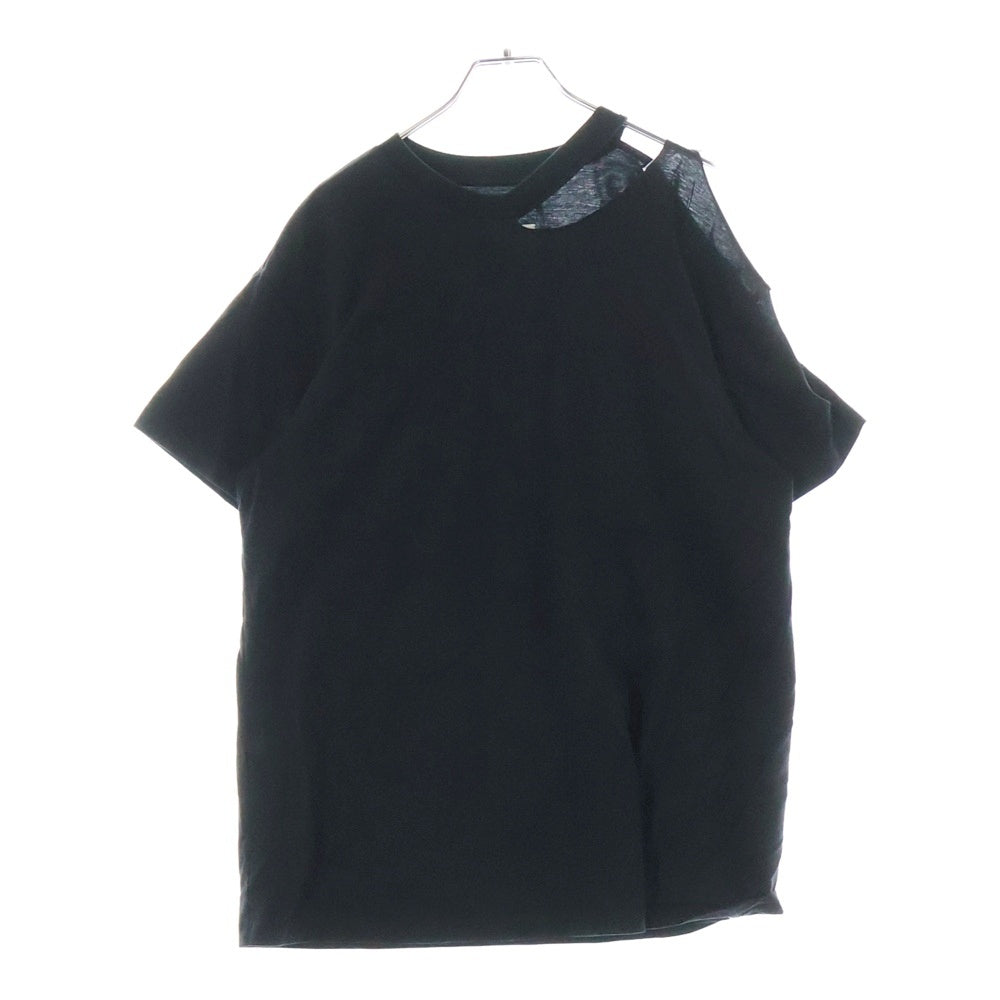 MM6 Maison Margiela(エムエムシックスメゾンマルジェラ) 24SS オープンショルダー 半袖Tシャツ カットソー ブラック S52GC0305 レディース