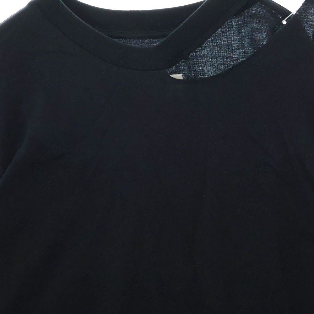 MM6 Maison Margiela(エムエムシックスメゾンマルジェラ) 24SS オープンショルダー 半袖Tシャツ カットソー ブラック S52GC0305 レディース