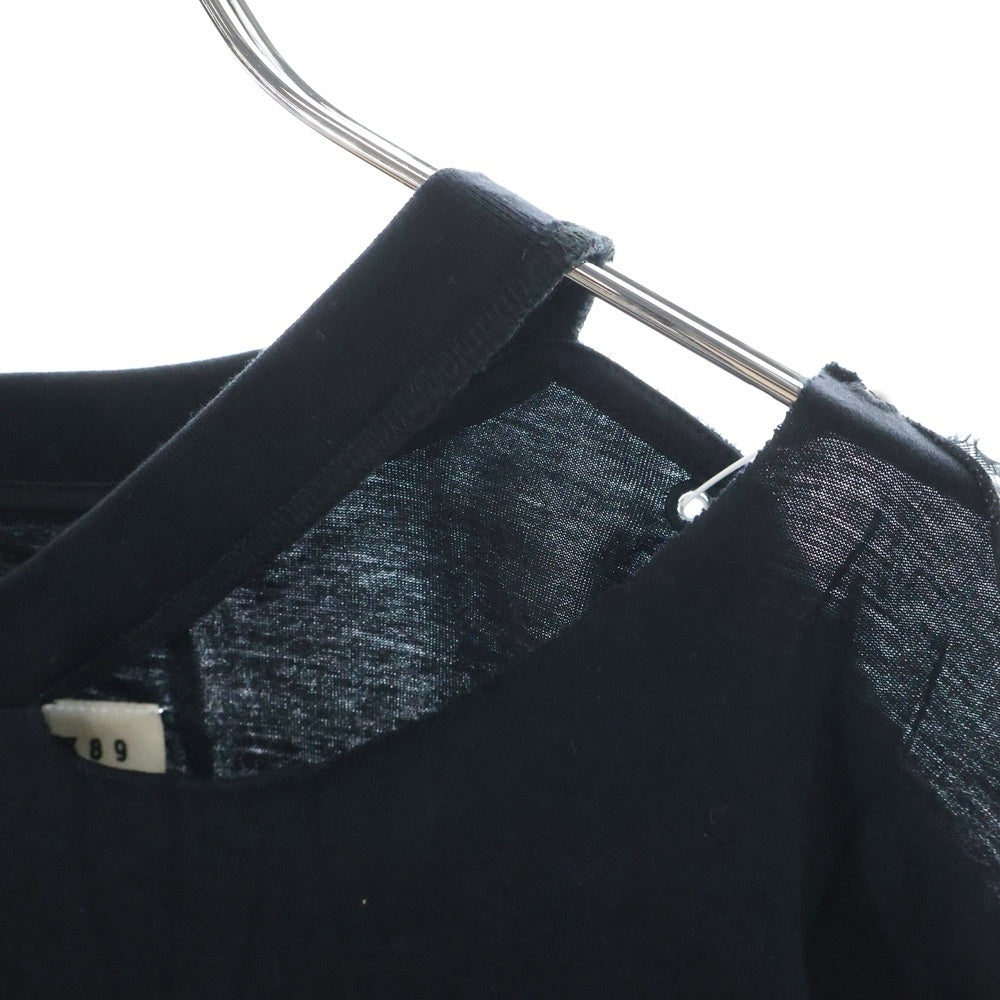 MM6 Maison Margiela(エムエムシックスメゾンマルジェラ) 24SS オープンショルダー 半袖Tシャツ カットソー ブラック S52GC0305 レディース