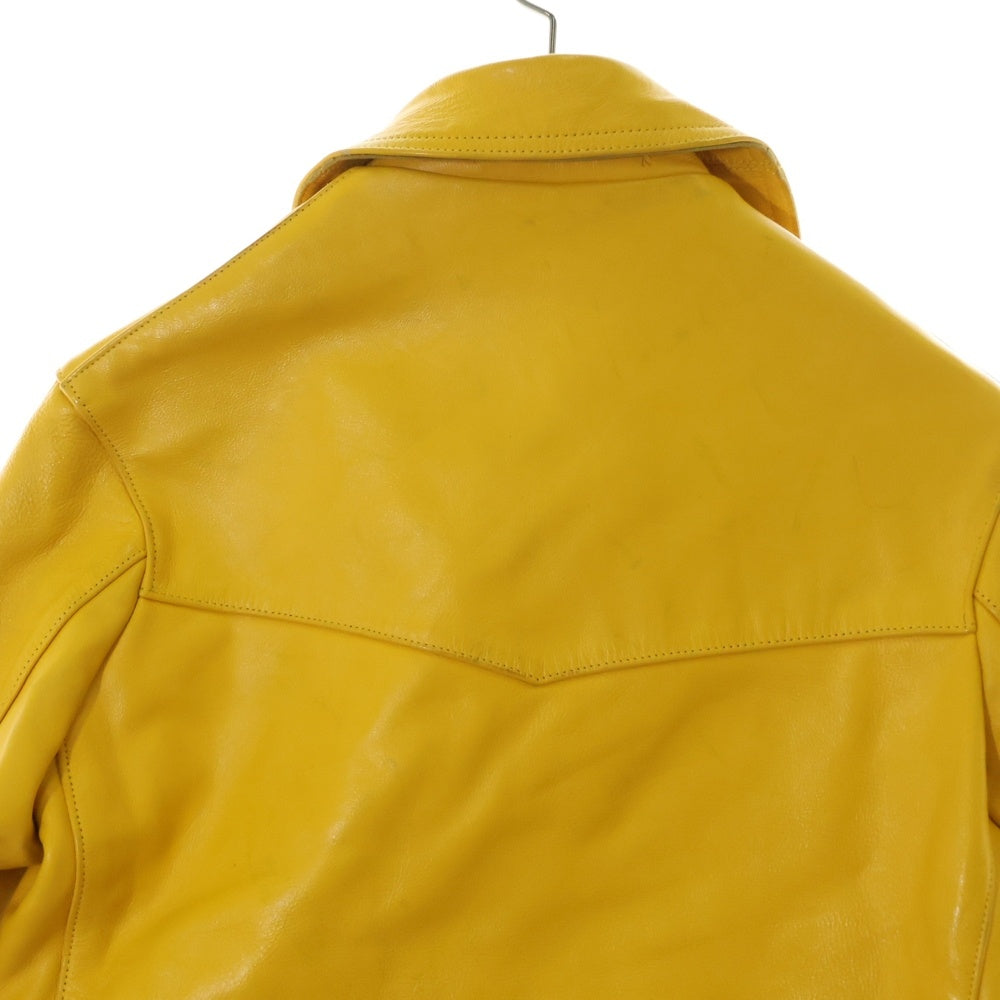 666 LEATHER WEAR(トリプルシックスレザーウェア) LEATHER WEAR ダブルライダースジャケット 裏地キルティングレザージャケット イエロー