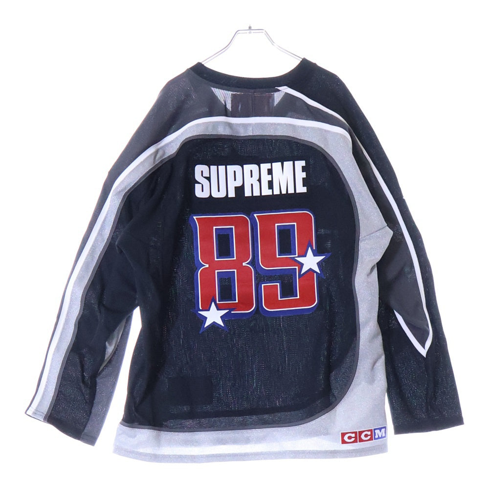 SUPREME(シュプリーム) 22AW ×CCM All Stars Hockey Jersey ホッケージャージ ワッペン付き長袖Tシャツ ロンT カットソー ブラック