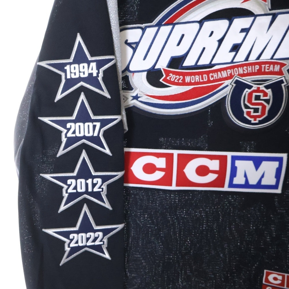 SUPREME(シュプリーム) 22AW ×CCM All Stars Hockey Jersey ホッケージャージ ワッペン付き長袖Tシャツ ロンT カットソー ブラック