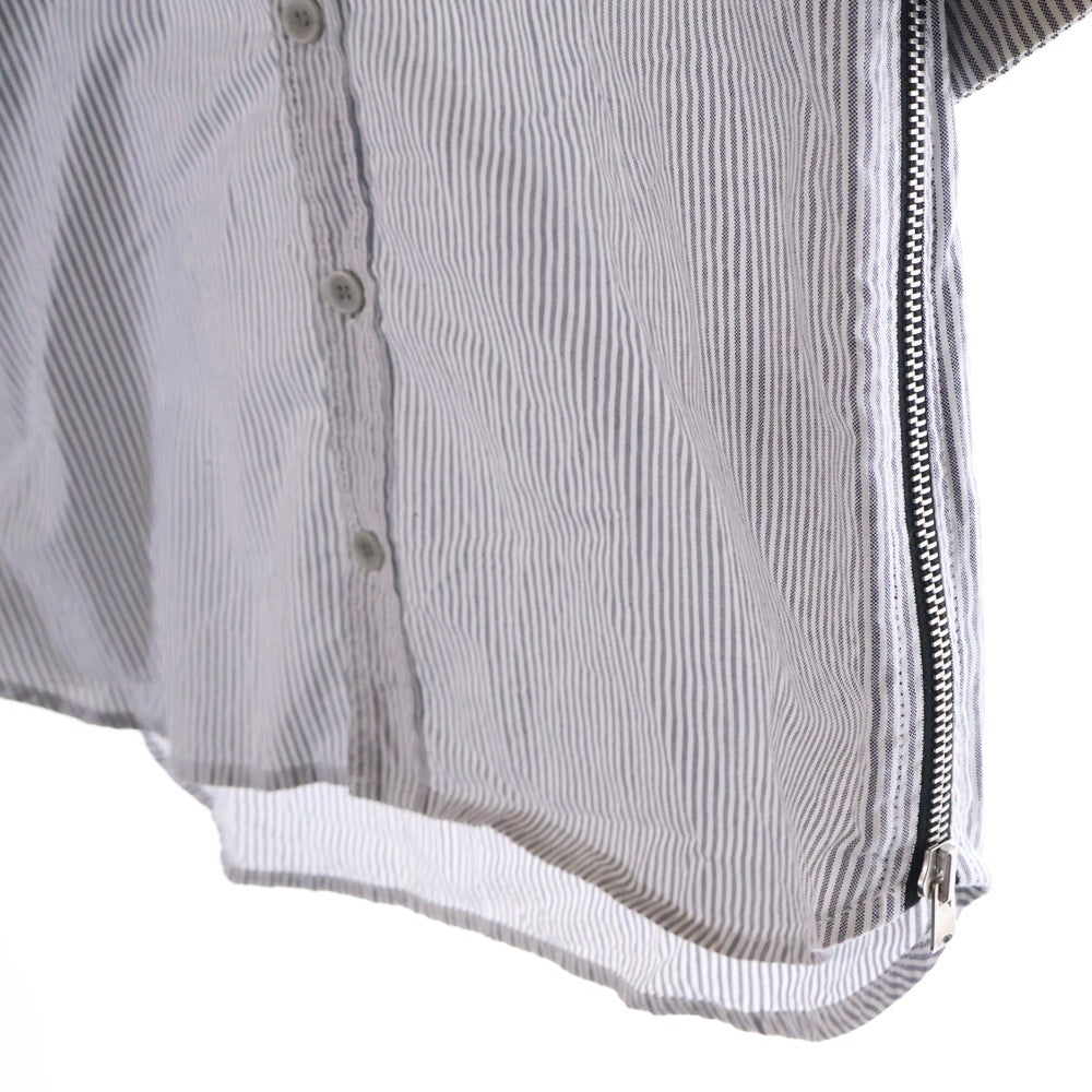 FEAR OF GOD ESSENTIALS(フィアオブゴッド エッセンシャルズ) 4th Collection DAD SHIRT ストライプ サイドジップ オープンカラー半袖シャツ ブルー/ホワイト