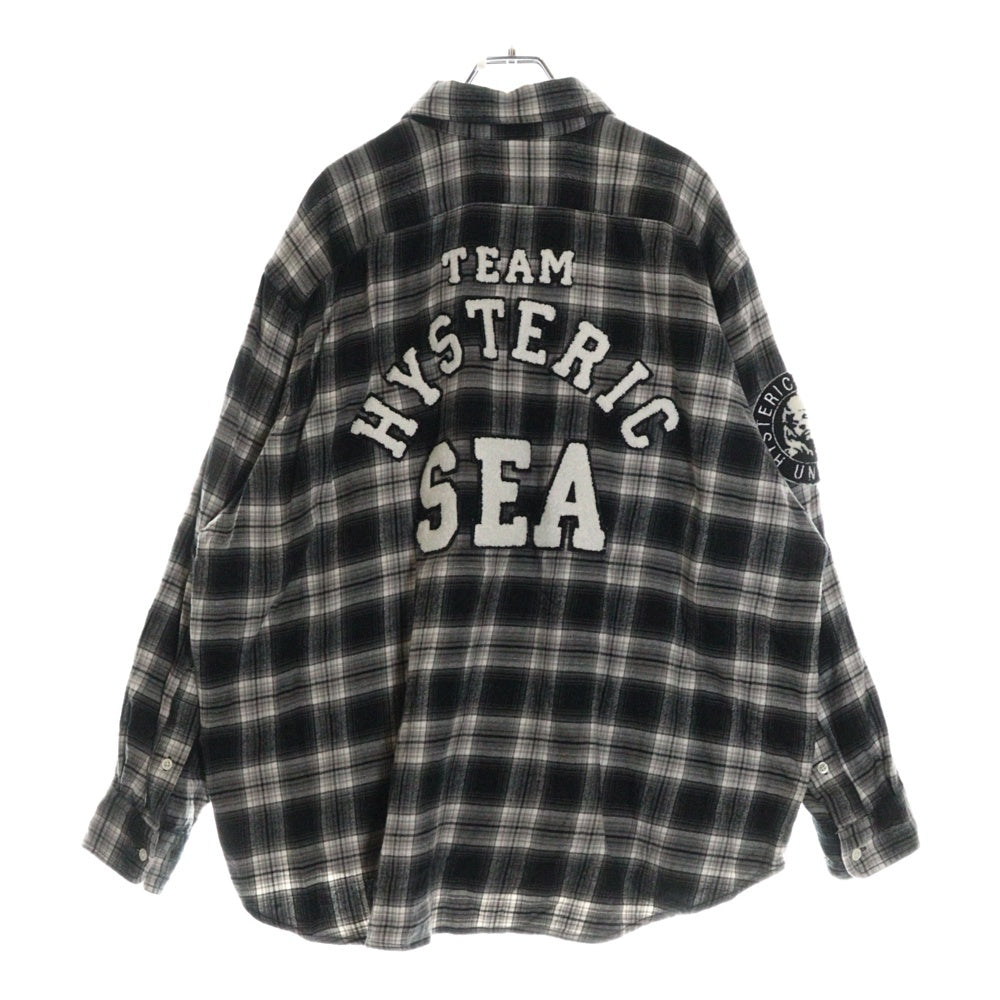 WIND AND SEA(ウィンダンシー) 21AW ×HYSTERIC GLAMOUR ヒステリックグラマー 長袖チェックシャツ ブラック WDS-HYS-3-04