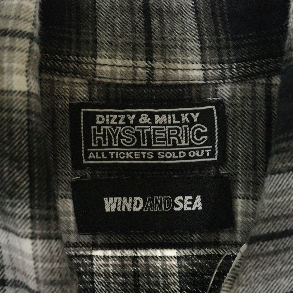 WIND AND SEA(ウィンダンシー) 21AW ×HYSTERIC GLAMOUR ヒステリックグラマー 長袖チェックシャツ ブラック WDS-HYS-3-04