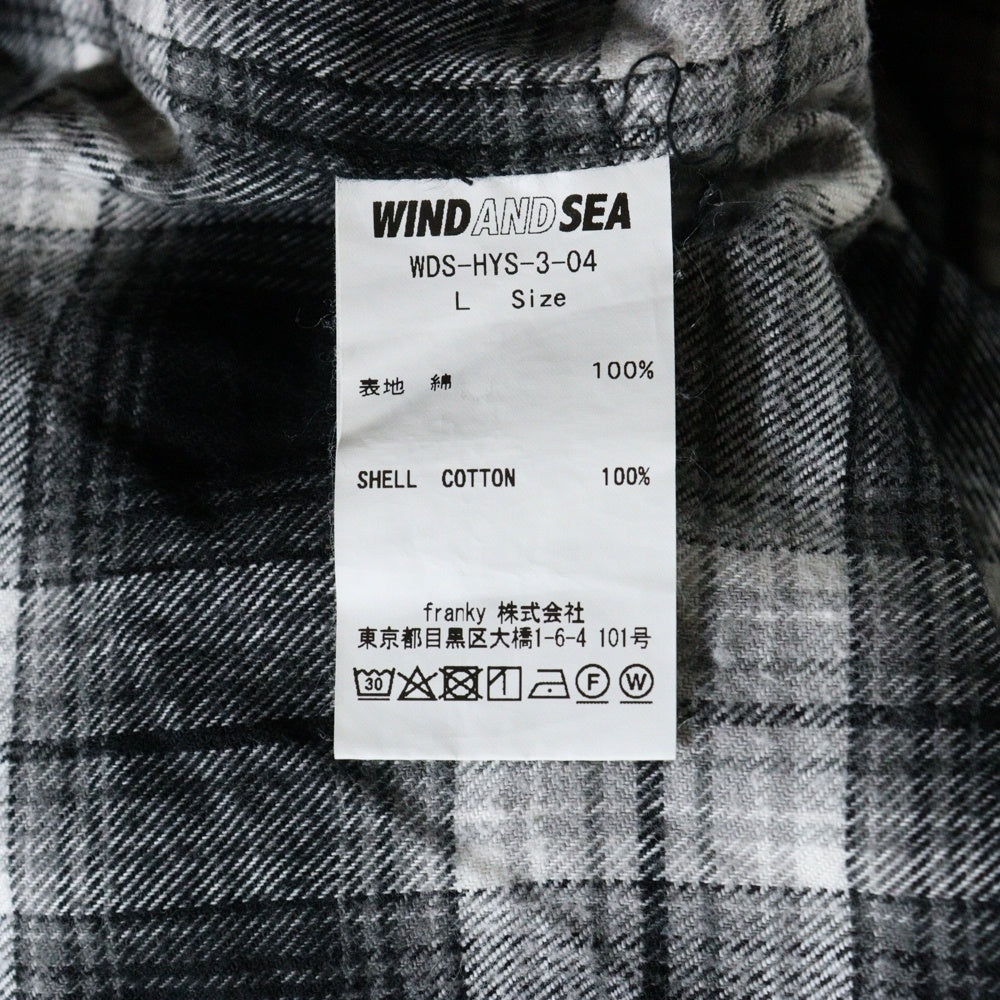 WIND AND SEA(ウィンダンシー) 21AW ×HYSTERIC GLAMOUR ヒステリックグラマー 長袖チェックシャツ ブラック WDS-HYS-3-04