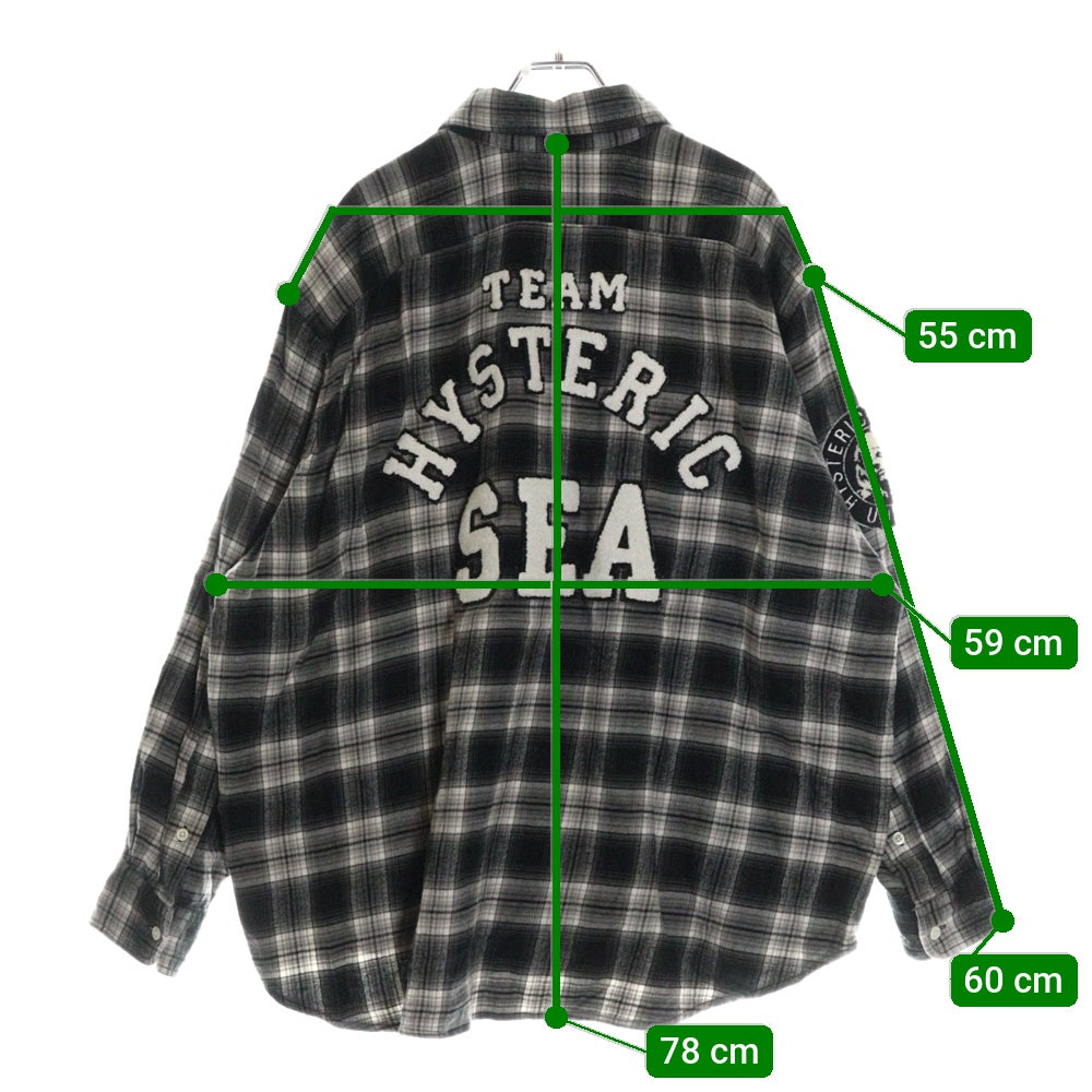 WIND AND SEA(ウィンダンシー) 21AW ×HYSTERIC GLAMOUR ヒステリックグラマー 長袖チェックシャツ ブラック WDS-HYS-3-04