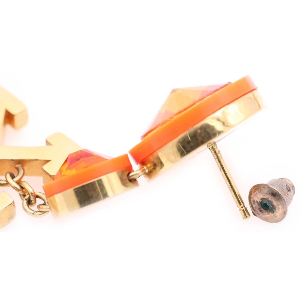 OFF-WHITE(オフホワイト) ロゴプレート ストーン ドロップピアス オレンジ