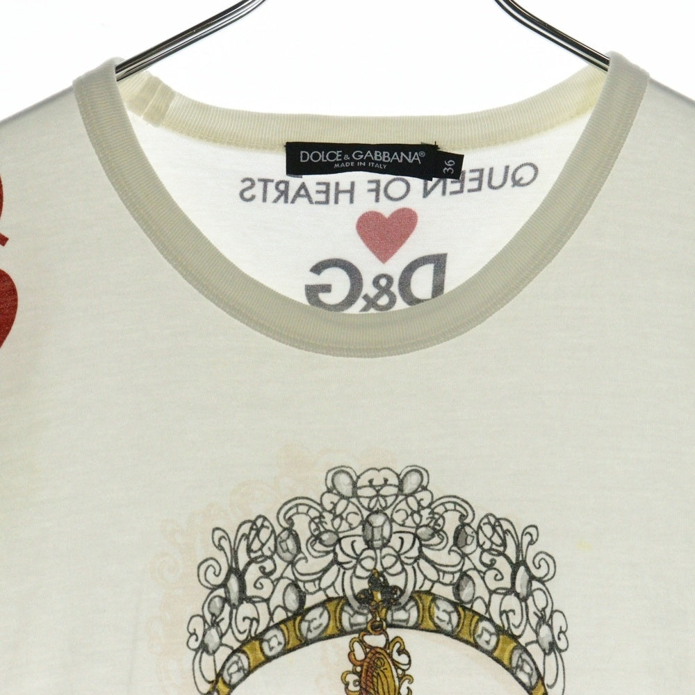DOLCE & GABBANA(ドルチェアンドガッバーナ) Queen Of Hearts Headphones T-Shirt 半袖Tシャツ ホワイト F8H50T FH7VA