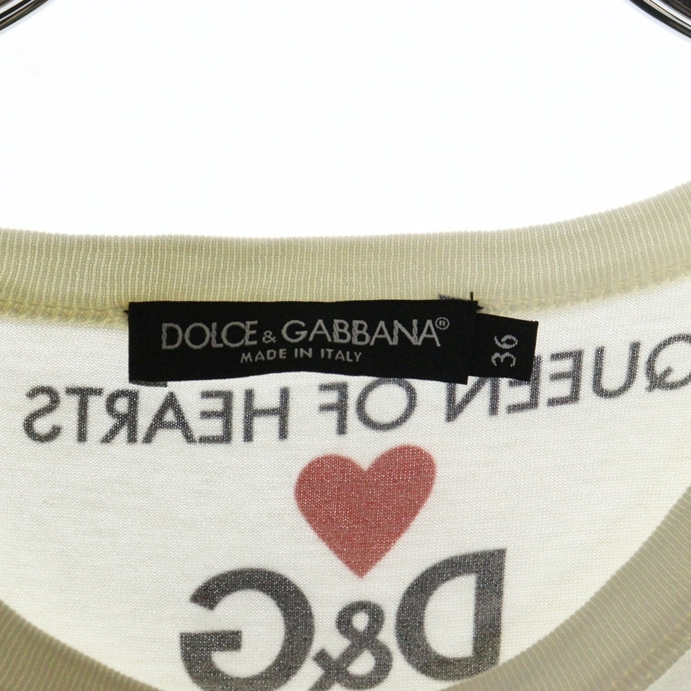 DOLCE & GABBANA(ドルチェアンドガッバーナ) Queen Of Hearts Headphones T-Shirt 半袖Tシャツ ホワイト F8H50T FH7VA