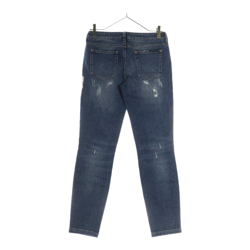 DOLCE & GABBANA(ドルチェアンドガッバーナ) Jeans Blue Play Card Embroidery Skinny Denim Pants スパンコール装飾 トランプ ダメージ加工デニムパンツ スキニー インディゴ FTA45Z G886G