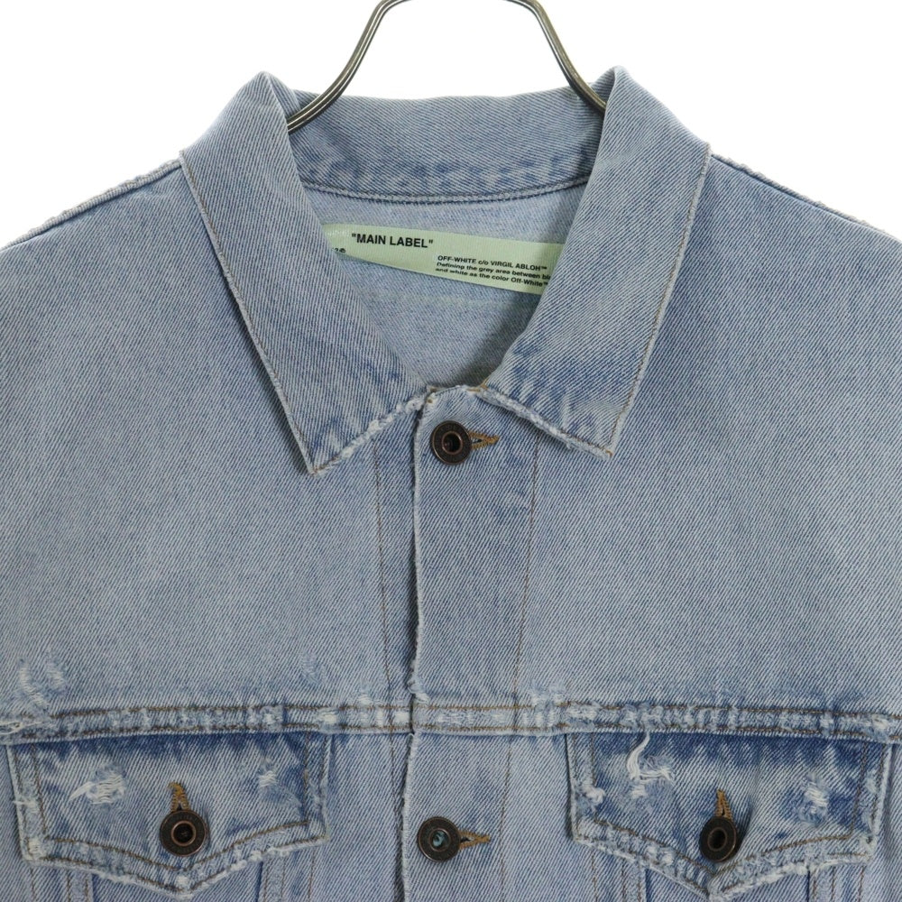 OFF-WHITE(オフホワイト) 18SS Striped Denim Jacket ダメージ加工 デニムジャケット インディゴ OMYE001S18386023