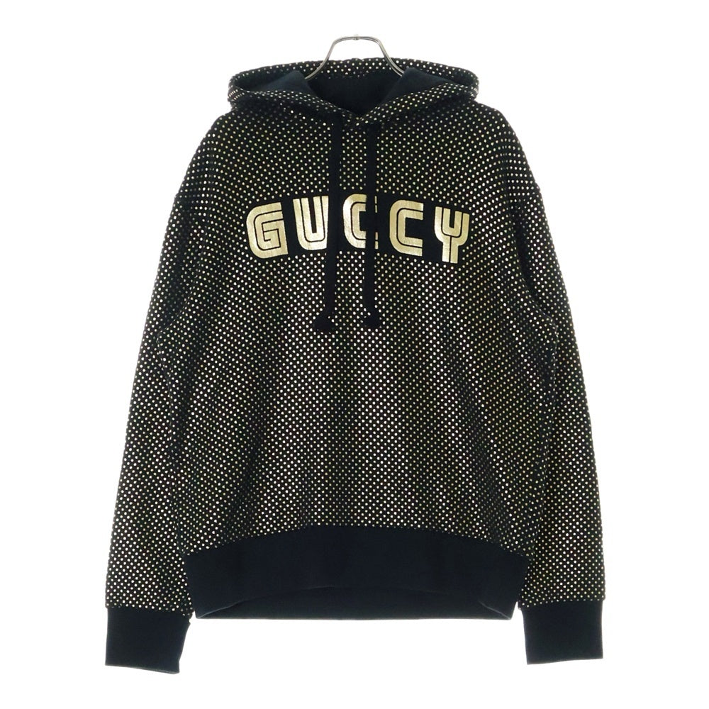 GUCCI(グッチ) GUCCY Hoodie スターロゴ プルオーバースウェットパーカー フーディー ブラック/ゴールド 475374 X3N43