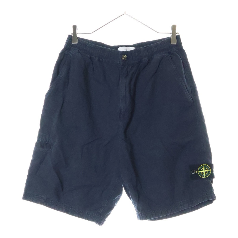 STONE ISLAND(ストーンアイランド) Bermuda Shorts ロゴワッペン リネンハーフパンツ ショーツ ネイビー 8015L0530