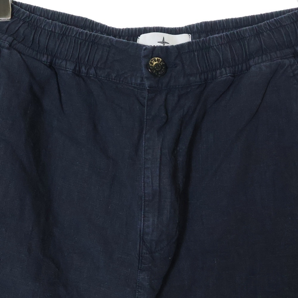 STONE ISLAND(ストーンアイランド) Bermuda Shorts ロゴワッペン リネンハーフパンツ ショーツ ネイビー 8015L0530