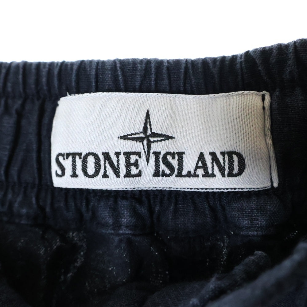 STONE ISLAND(ストーンアイランド) Bermuda Shorts ロゴワッペン リネンハーフパンツ ショーツ ネイビー 8015L0530