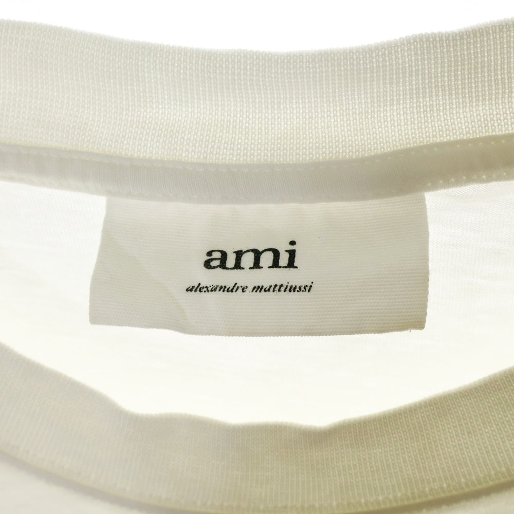 AMI Alexandre Mattiussi(アミアレクサンドルマテュッシ) Logo T-Shirt ハートロゴ刺繍 半袖Tシャツ ホワイト BFHJ108.723