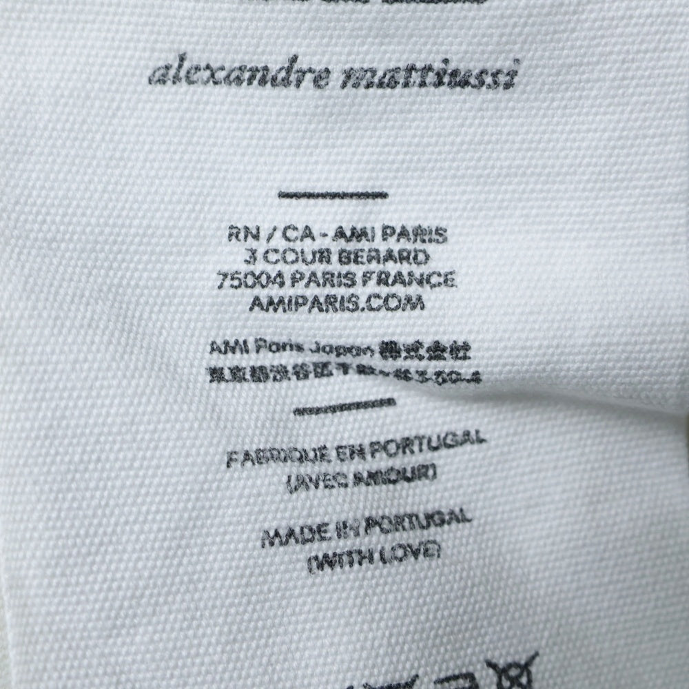 AMI Alexandre Mattiussi(アミアレクサンドルマテュッシ) Logo T-Shirt ハートロゴ刺繍 半袖Tシャツ ホワイト BFHJ108.723