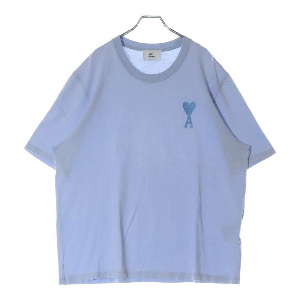 AMI Alexandre Mattiussi(アミアレクサンドルマテュッシ) Logo T-Shirt ハートロゴ刺繍 半袖Tシャツ ブルー E22UTS002.726