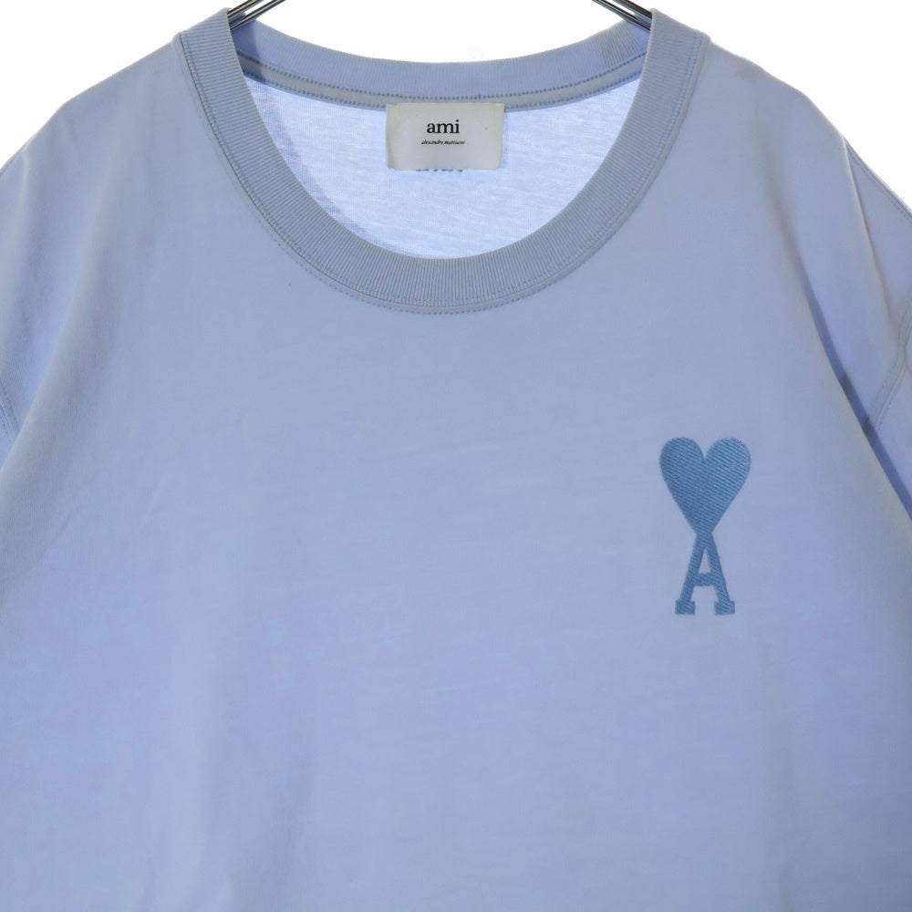 AMI Alexandre Mattiussi(アミアレクサンドルマテュッシ) Logo T-Shirt ハートロゴ刺繍 半袖Tシャツ ブルー E22UTS002.726