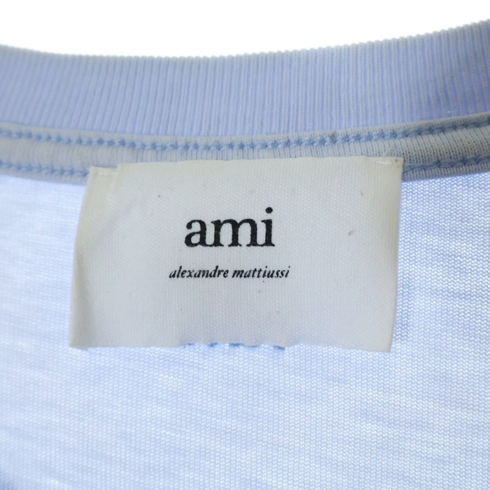 AMI Alexandre Mattiussi(アミアレクサンドルマテュッシ) Logo T-Shirt ハートロゴ刺繍 半袖Tシャツ ブルー E22UTS002.726