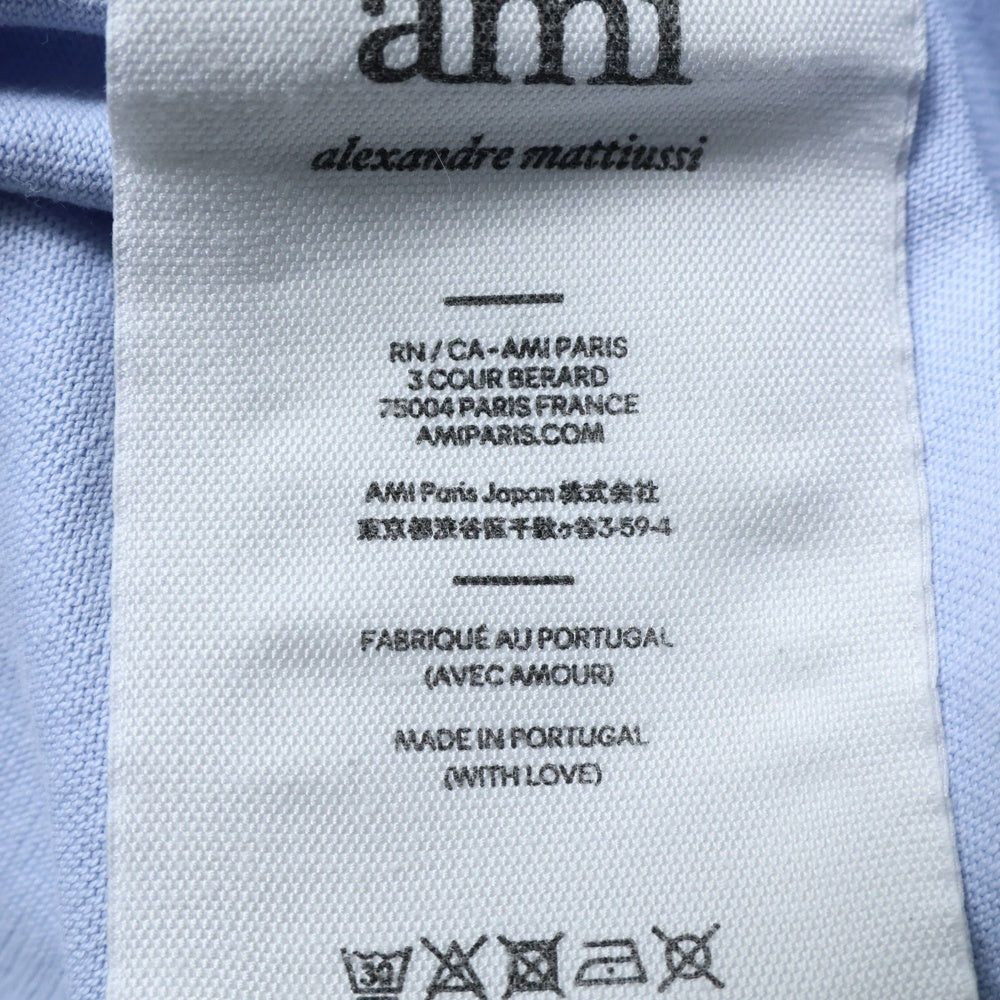AMI Alexandre Mattiussi(アミアレクサンドルマテュッシ) Logo T-Shirt ハートロゴ刺繍 半袖Tシャツ ブルー E22UTS002.726