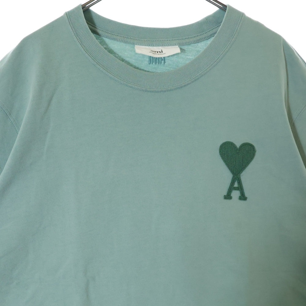 AMI Alexandre Mattiussi(アミアレクサンドルマテュッシ) Logo T-Shirt ハートロゴ刺繍 半袖Tシャツ グリーン E21HJ128.726
