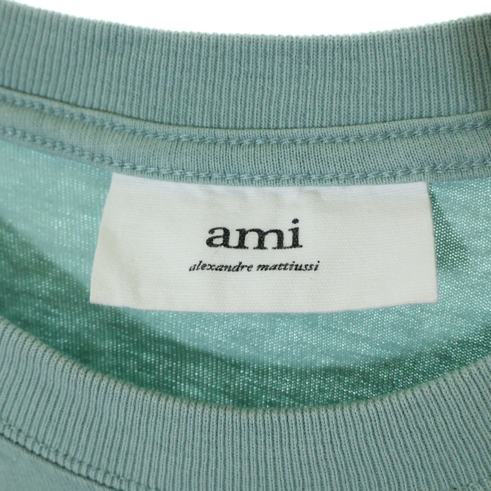 AMI Alexandre Mattiussi(アミアレクサンドルマテュッシ) Logo T-Shirt ハートロゴ刺繍 半袖Tシャツ グリーン E21HJ128.726
