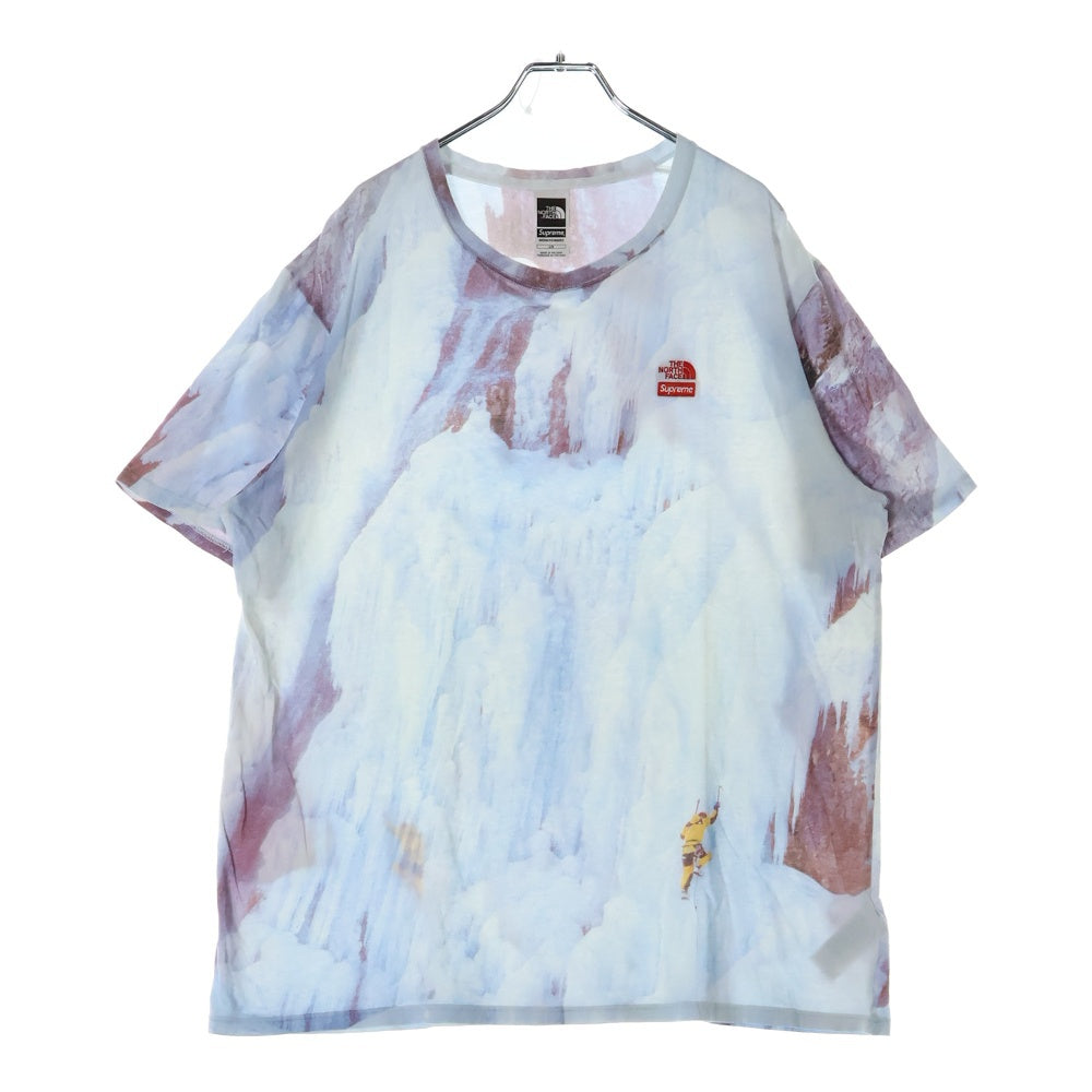 SUPREME(シュプリーム) 21SS ×THE NORTH FACE Ice Climb Tee ノースフェイス アイスクライム ロゴ刺繍半袖Tシャツ ブルー NF0A5G7T