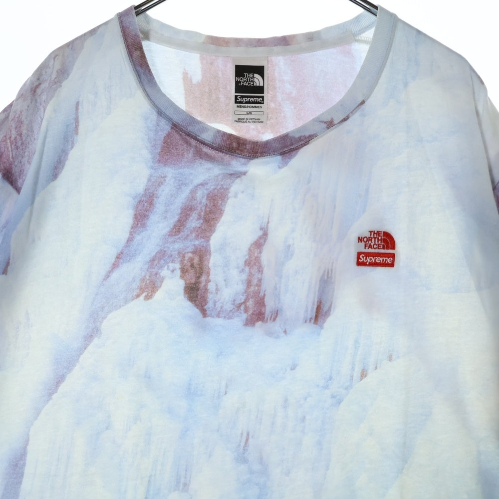 SUPREME(シュプリーム) 21SS ×THE NORTH FACE Ice Climb Tee ノースフェイス アイスクライム ロゴ刺繍半袖Tシャツ ブルー NF0A5G7T