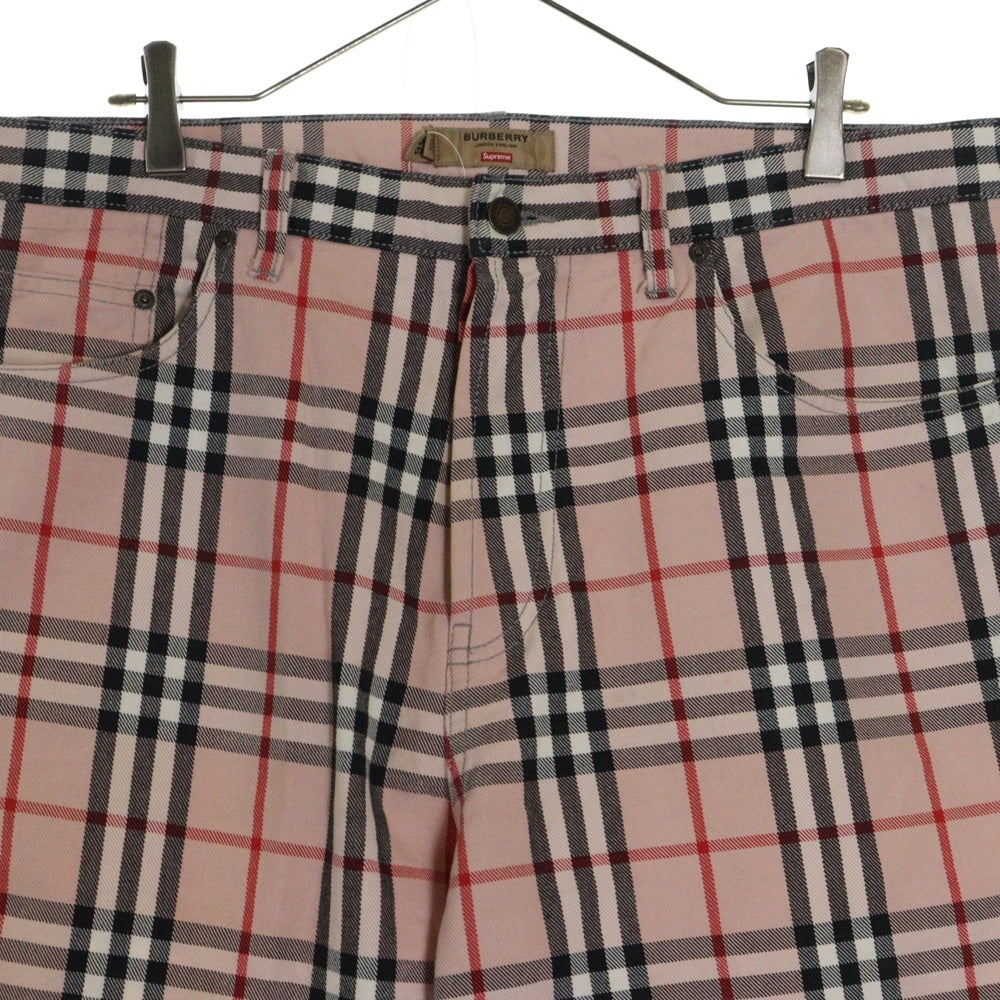SUPREME(シュプリーム) 22SS Burberry Regular Jean バーバリー ノバチェック レギュラージーンズ デニムパンツ ピンク