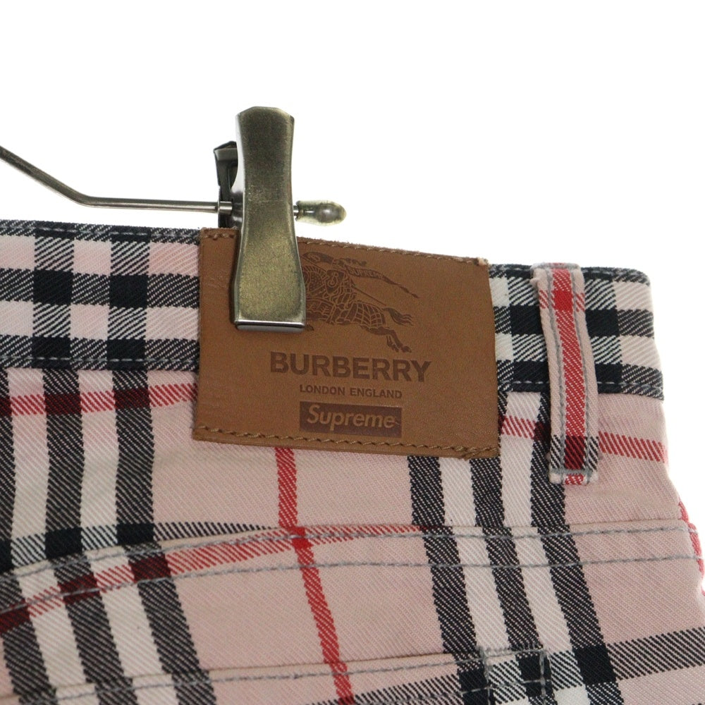 SUPREME(シュプリーム) 22SS Burberry Regular Jean バーバリー ノバチェック レギュラージーンズ デニムパンツ ピンク