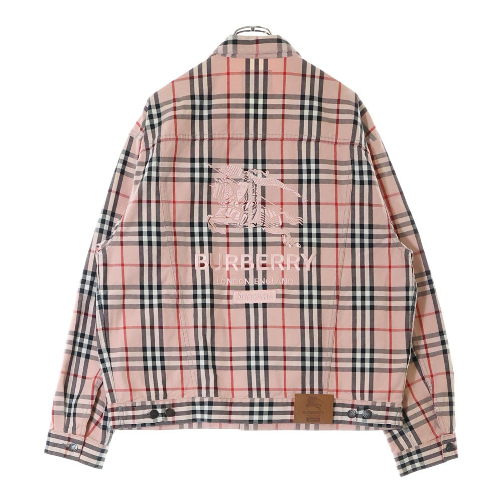 SUPREME(シュプリーム) 22SS Burberry Denim Trucker Jacket バーバリー ノバチェック デニムトラッカージャケット ピンク