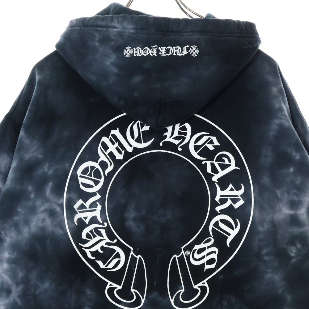 CHROME HEARTS(クロムハーツ) SWTSHRT PLVR バックホースシュー タイダイ プルオーバースウェットパーカー フーディー ブラック