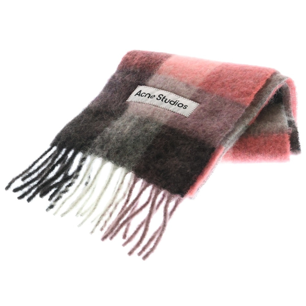 Acne Studios(アクネ ストゥディオズ) Mohair Checked Scarf モヘアニット チェックスカーフ マフラー ピンク