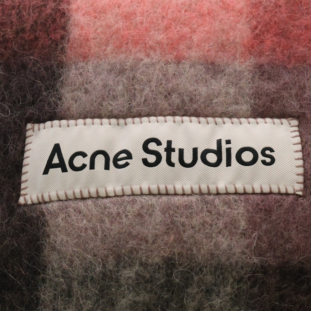 Acne Studios(アクネ ストゥディオズ) Mohair Checked Scarf モヘアニット チェックスカーフ マフラー ピンク
