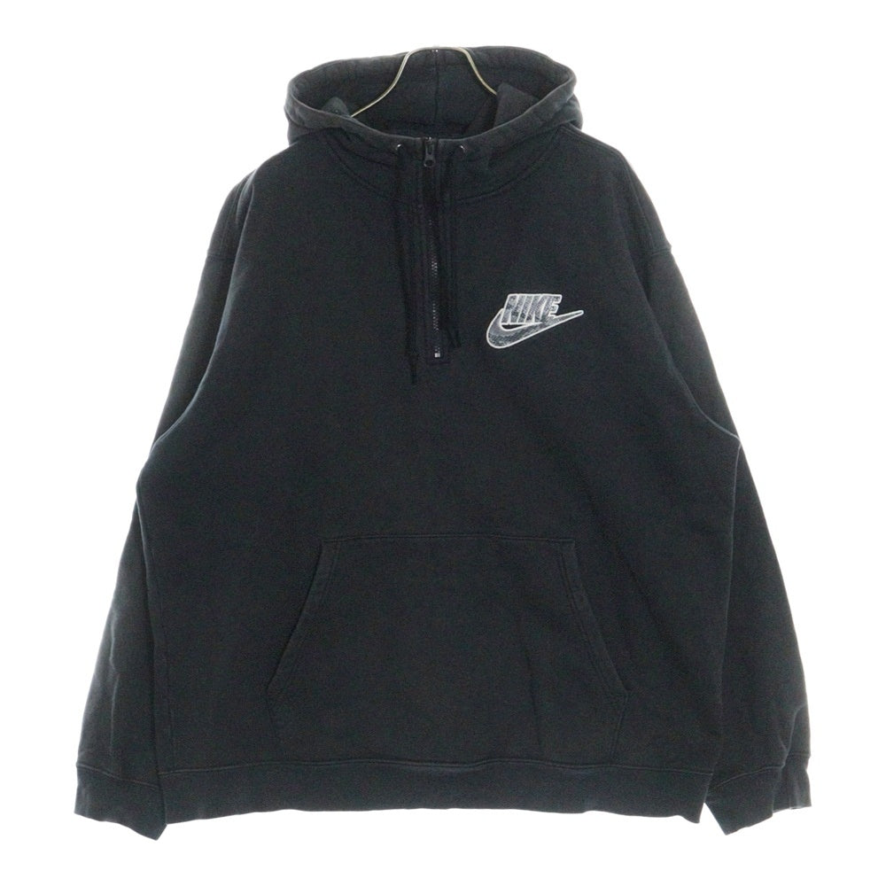 SUPREME(シュプリーム) 21SS ×NIKE Half Zip Hooded Sweatshirt ナイキ ハーフジップ プルオーバースウェットパーカー フーディー ブラック DB2842-010