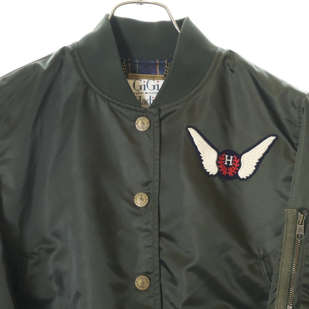 TOMMY HILFIGER(トミーヒルフィガー) ×GIGI HADID MA-1 ジジ・ハディッド ワッペン ジャケット グリーン