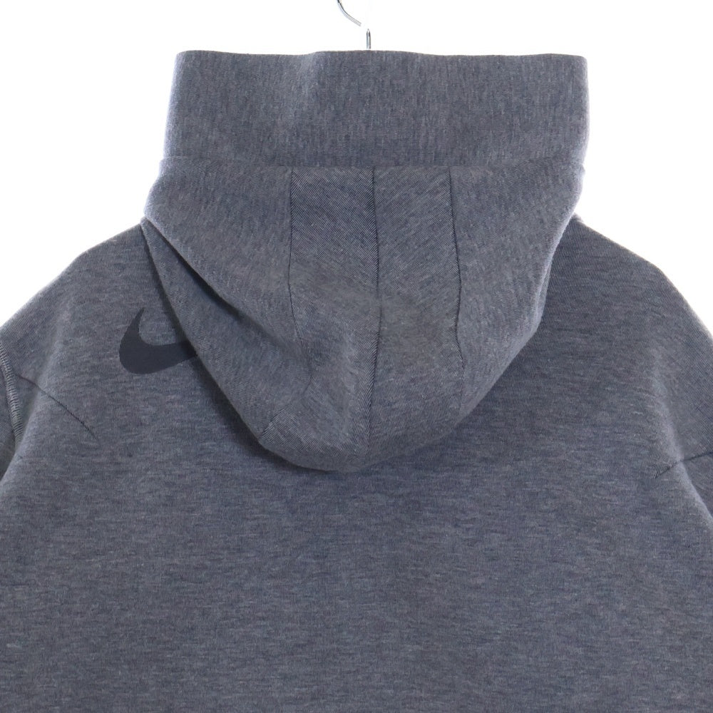 NIKE ACG(ナイキエーシージー) Tech Fleece Funnel Hoodie テックフリースファンネルフーディー ロゴプリントコットンジップアップパーカー 851974-091 グレー